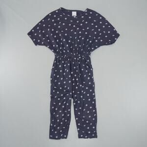 Open Edit Girls' Dark Blue Polka Dot Romper - Size 3